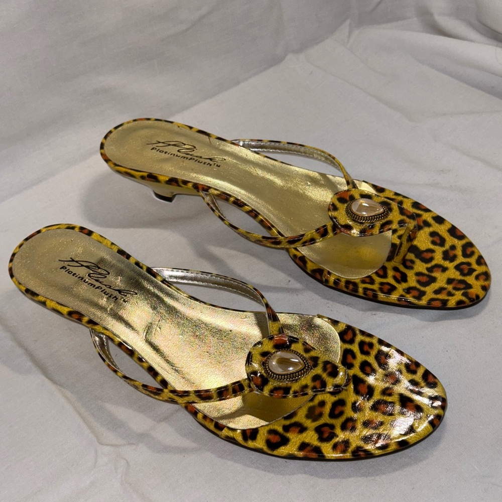 Brown and Black Thong Sandals with Metallic Accents - Picture 2 of 5